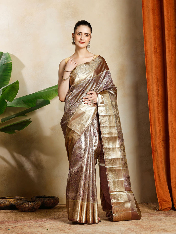 Onion Pink Kalamkari Woven Design Art Silk Saree