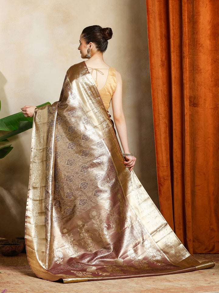 Onion Pink Kalamkari Woven Design Art Silk Saree