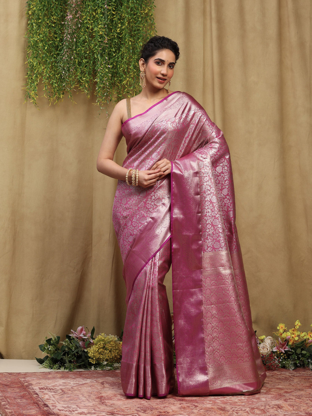 Magenta Kalamkari Woven Design Art Silk Saree