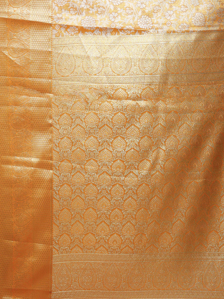 Orange Kalamkari Woven Design Art Silk Saree