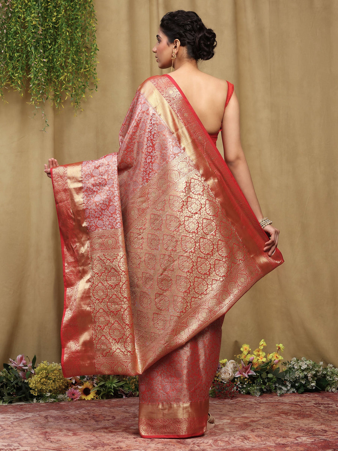 Rust Kalamkari Woven Design Art Silk Saree
