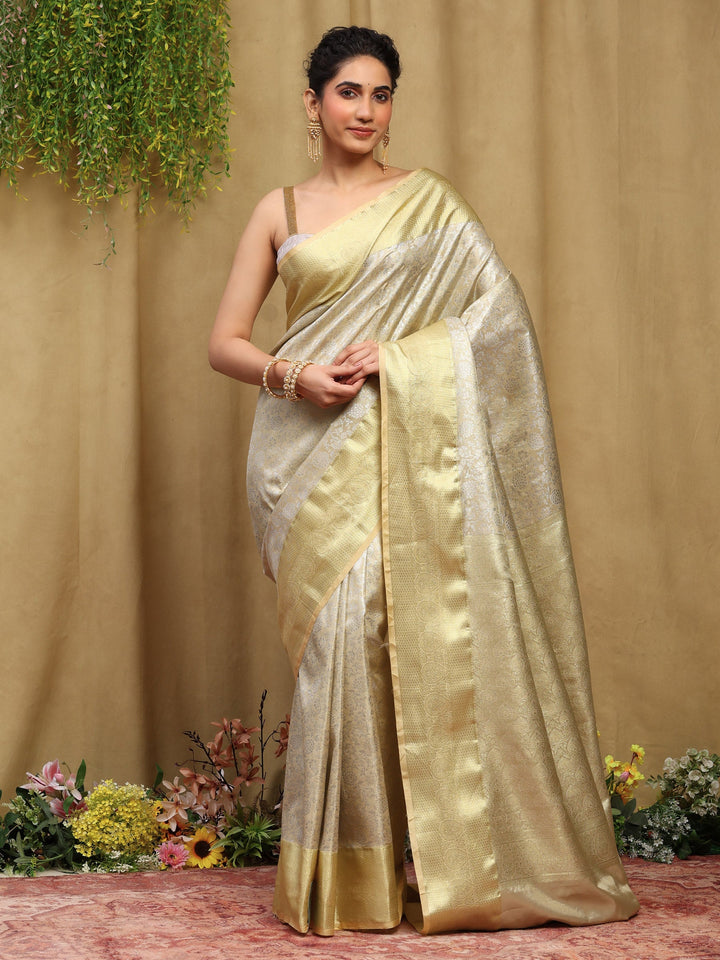Silver Kalamkari Woven Design Art Silk Saree