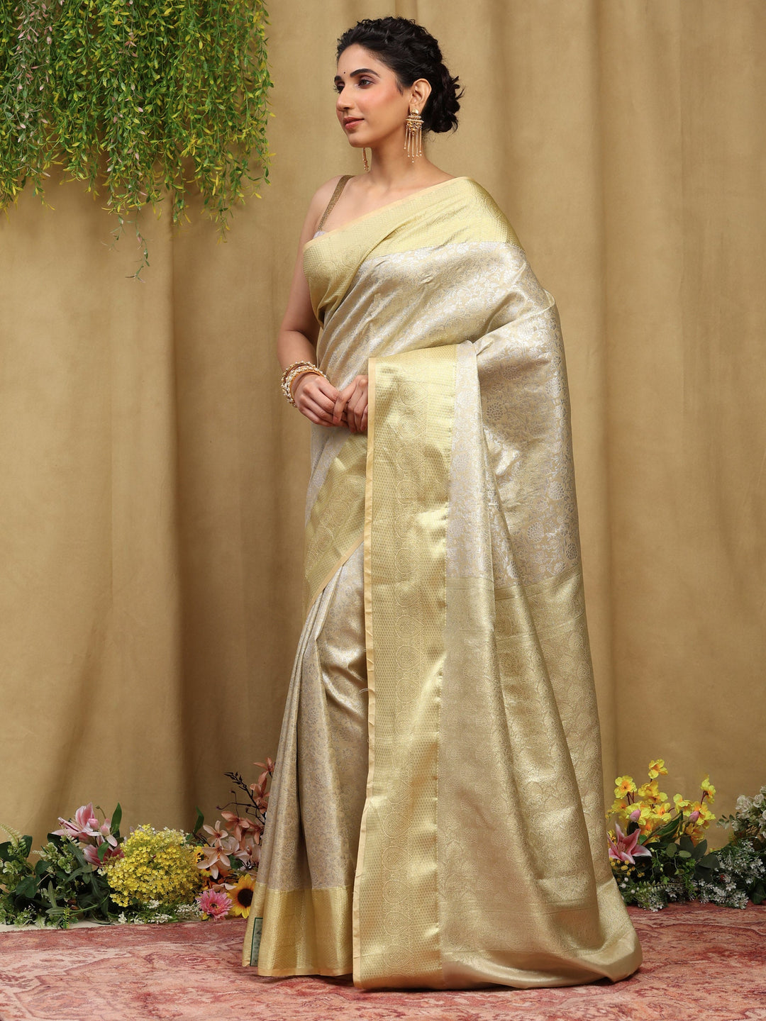 Silver Kalamkari Woven Design Art Silk Saree