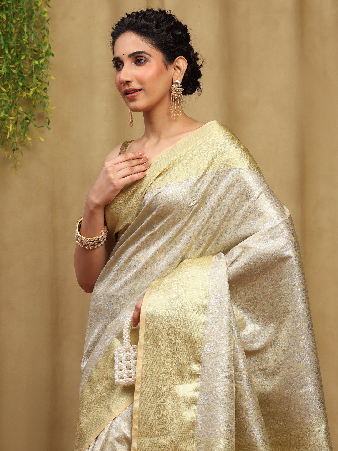 Silver Kalamkari Woven Design Art Silk Saree