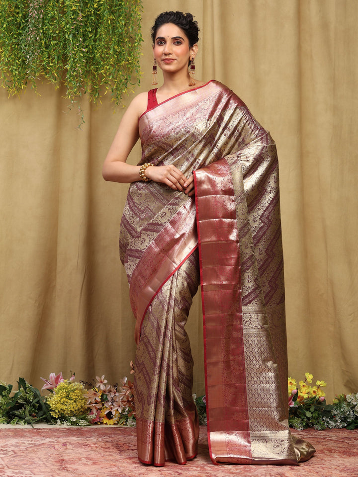 Wine Woven Design Art Silk Saree