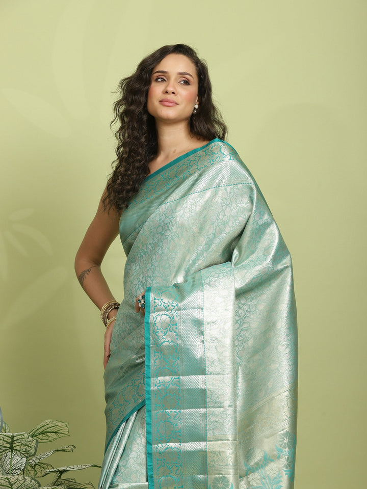 Green Woven Design Art Silk Saree