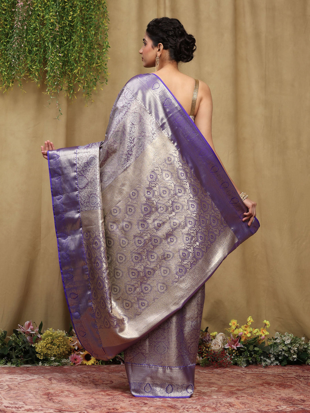 Purple Kalamkari Woven Design Art Silk Saree