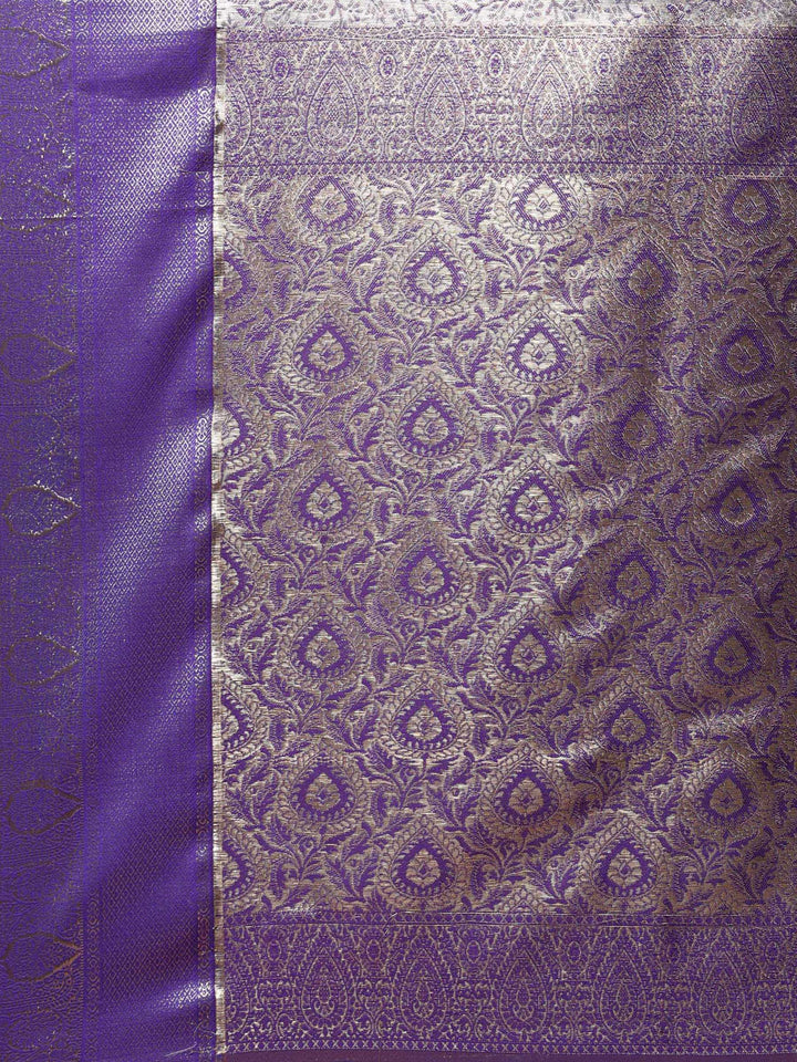 Purple Kalamkari Woven Design Art Silk Saree