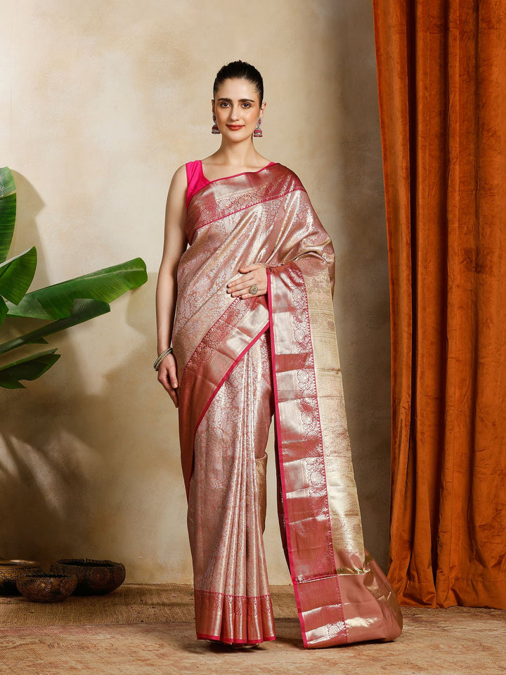 Mauve Kalamkari Woven Design Art Silk Saree