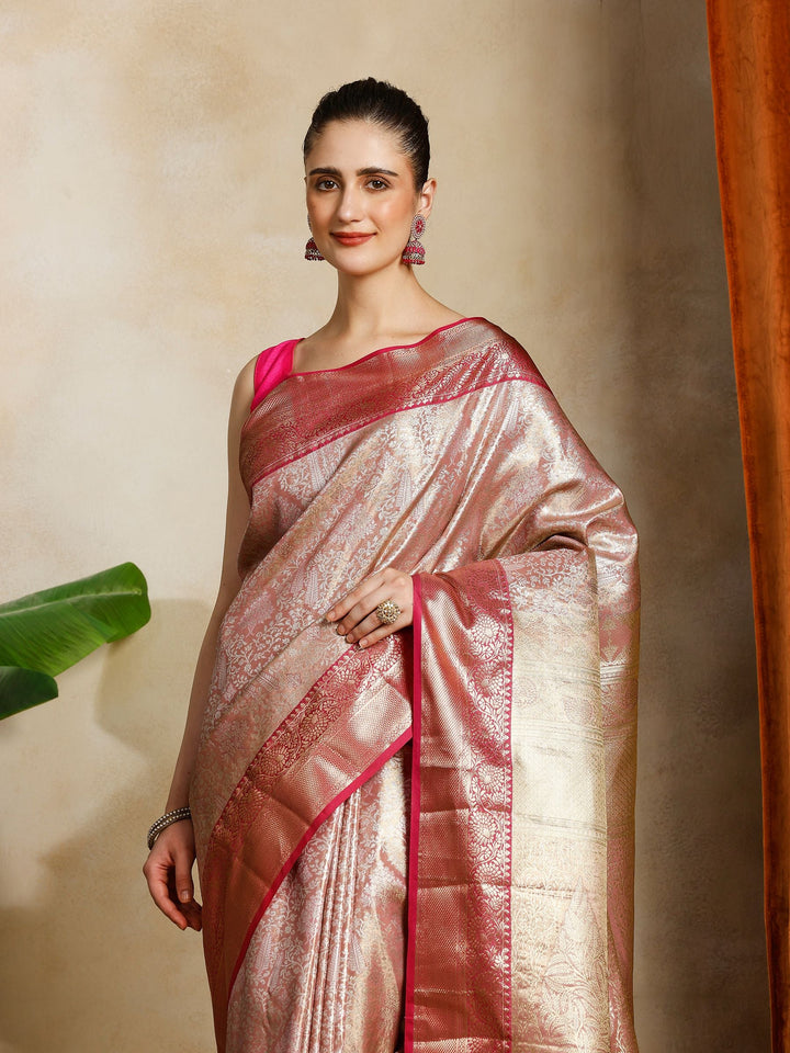 Mauve Kalamkari Woven Design Art Silk Saree