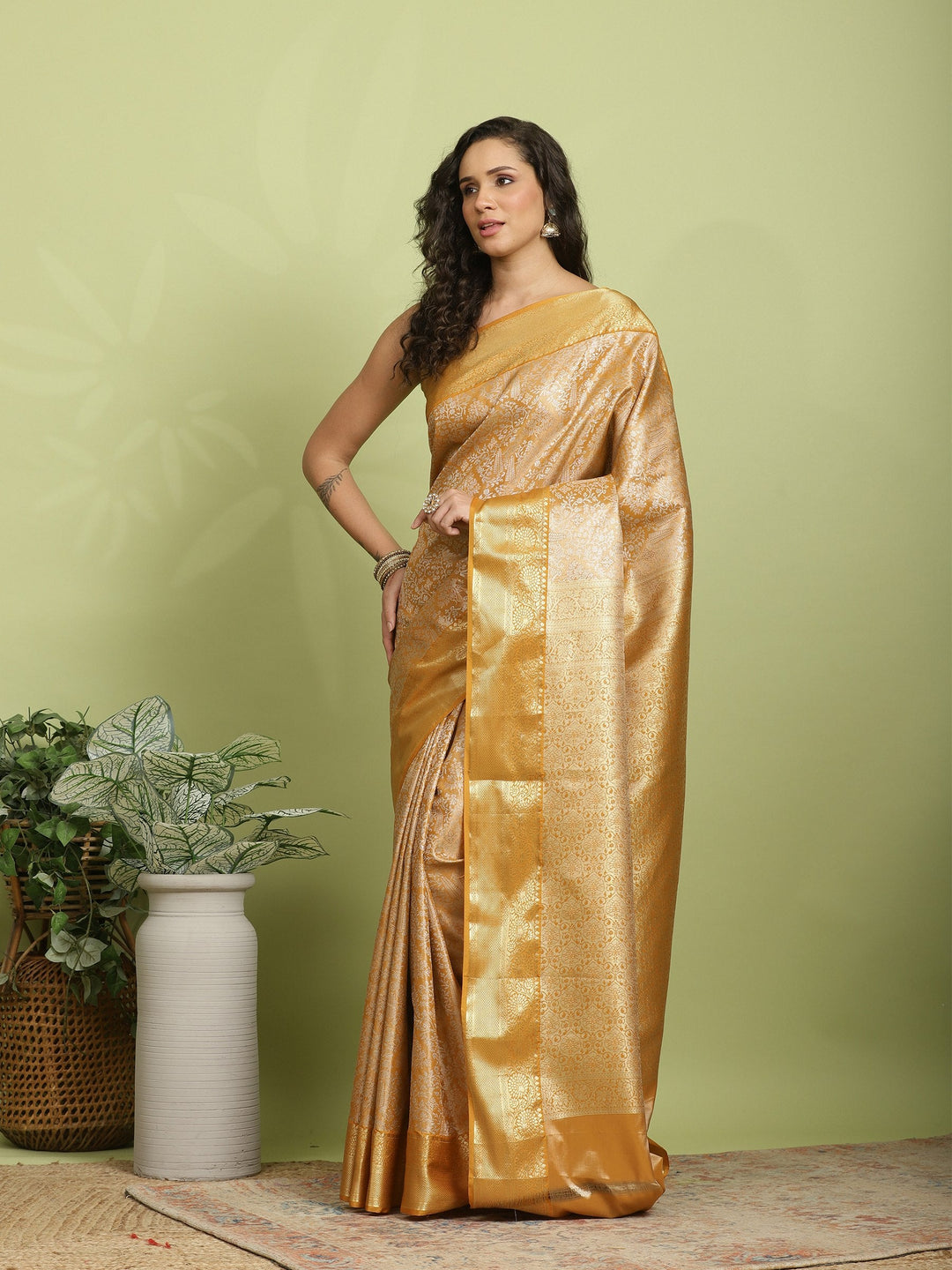 Mustard Woven Design Art Silk Saree