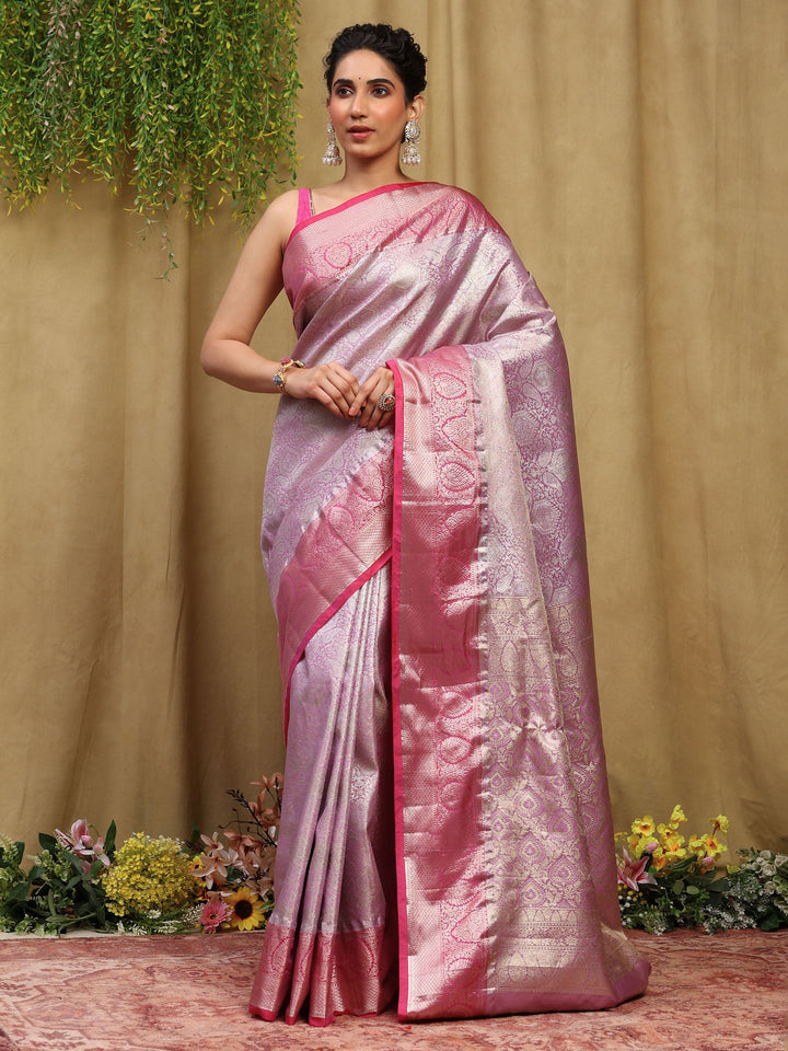 Lavender Kalamkari Woven Design Art Silk Saree