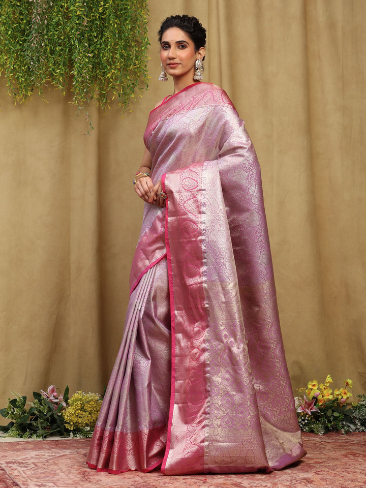Lavender Kalamkari Woven Design Art Silk Saree