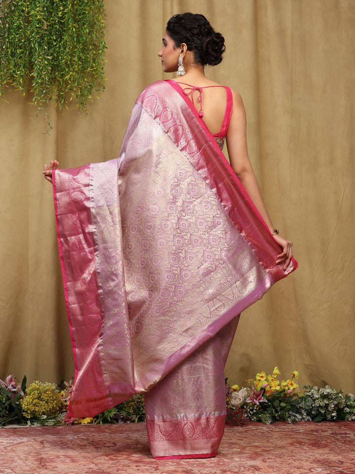 Lavender Kalamkari Woven Design Art Silk Saree