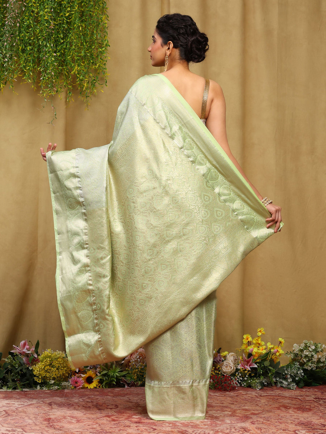 Pista Green Kalamkari Woven Design Art Silk Saree