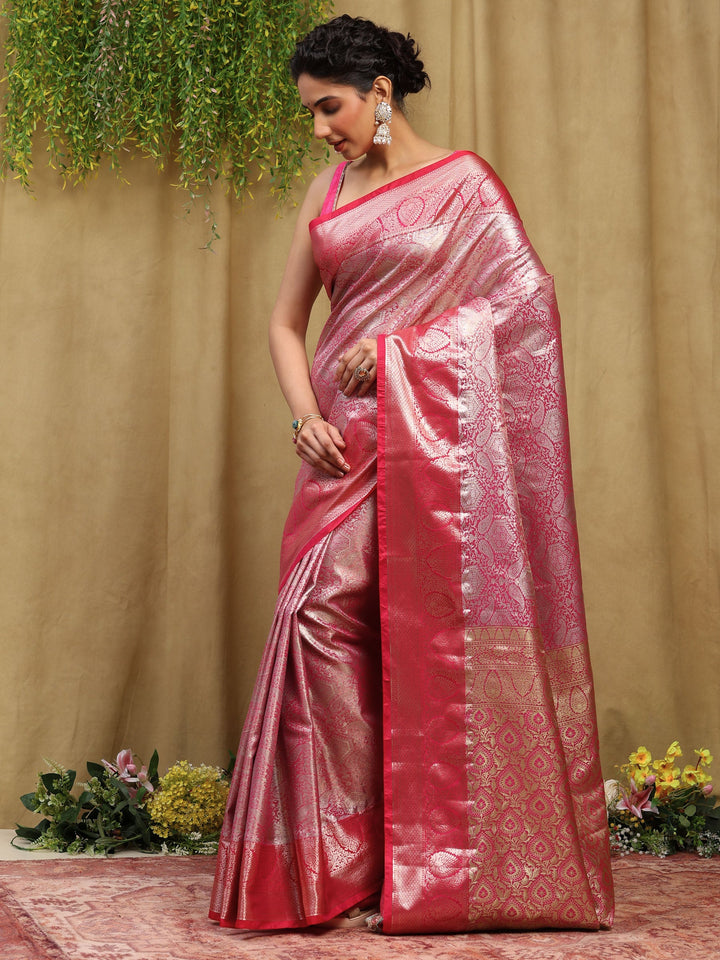 Rani Kalamkari Woven Design Art Silk Saree