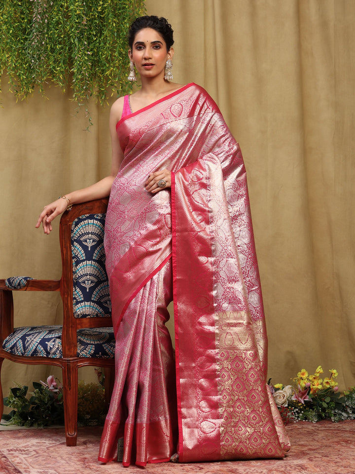 Rani Kalamkari Woven Design Art Silk Saree