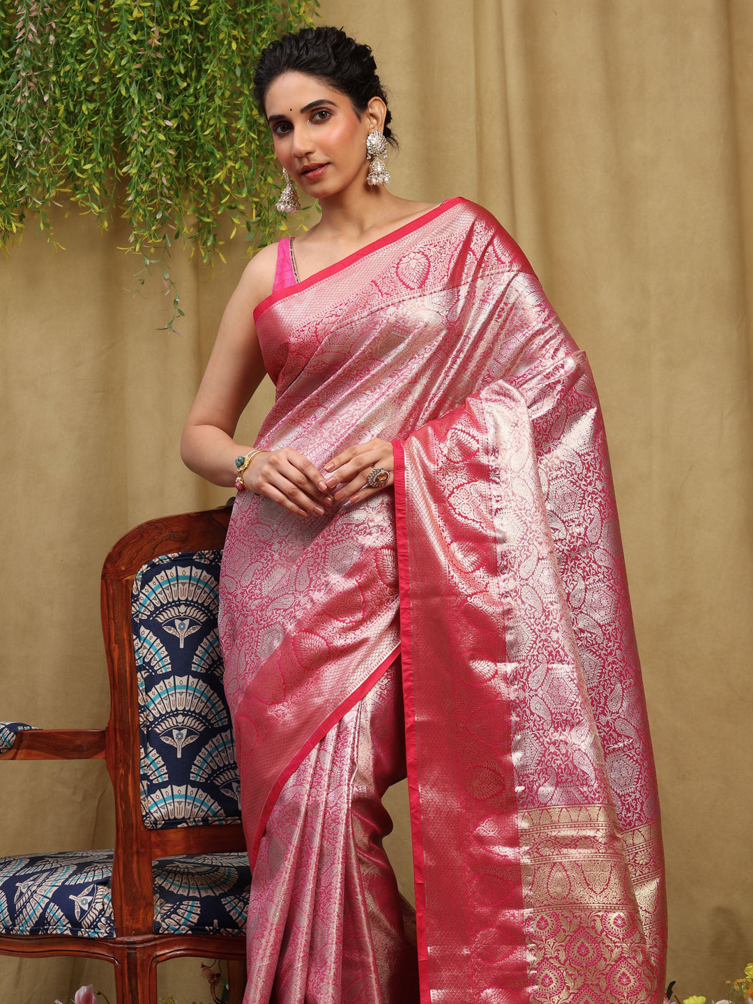 Rani Kalamkari Woven Design Art Silk Saree