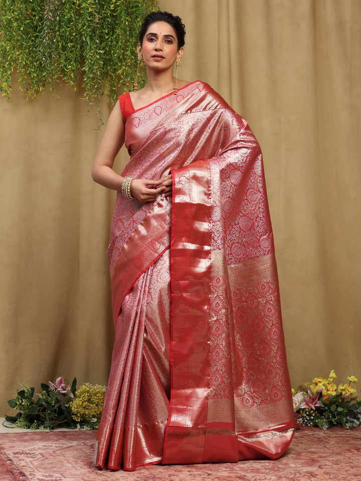 Rust Kalamkari Woven Design Art Silk Saree