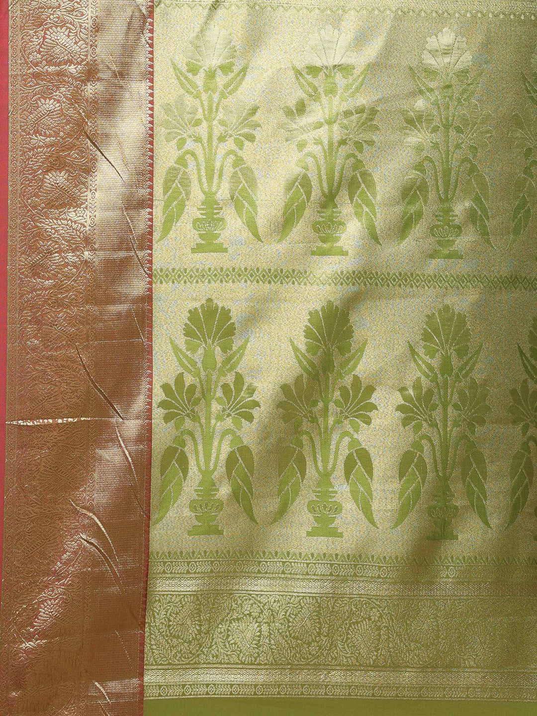 Pista Green Kalamkari Woven Design Art Silk Saree