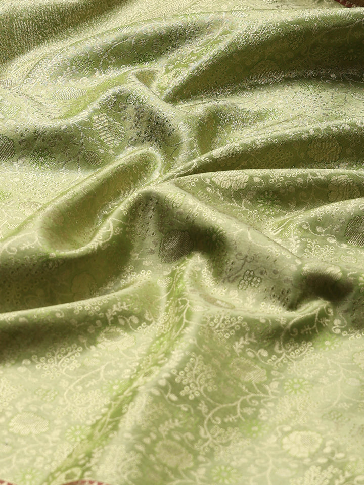 Pista Green Kalamkari Woven Design Art Silk Saree