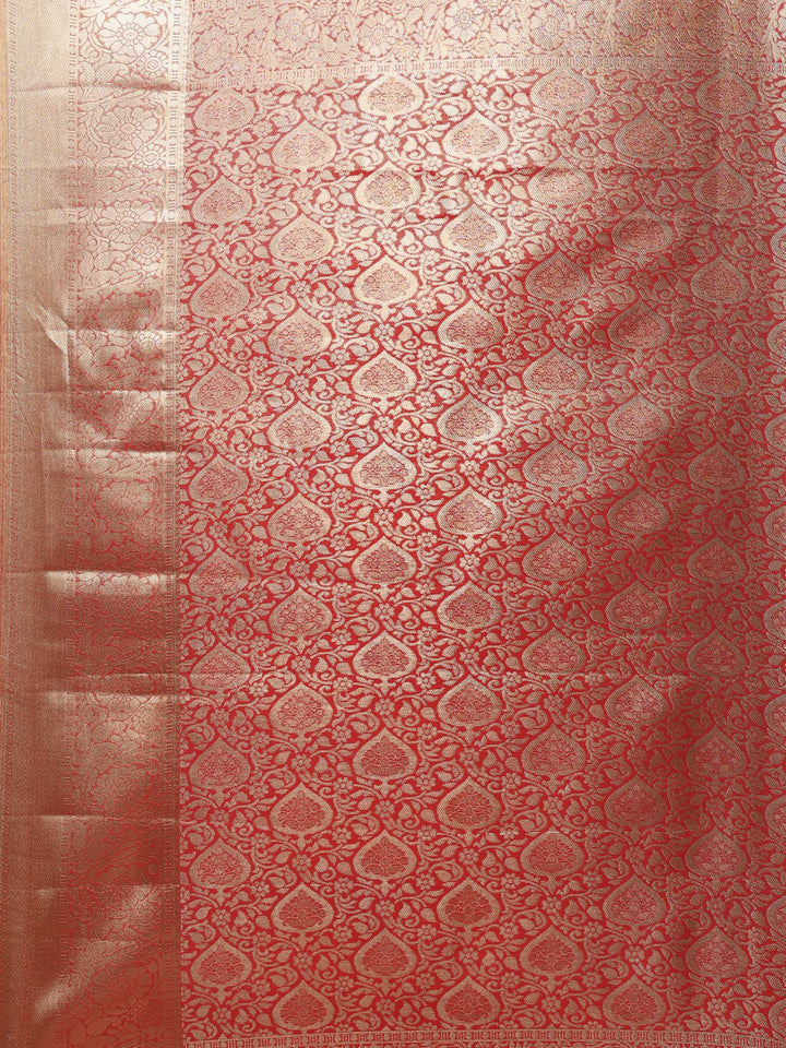 Rust Kalamkari Woven Design Art Silk Saree