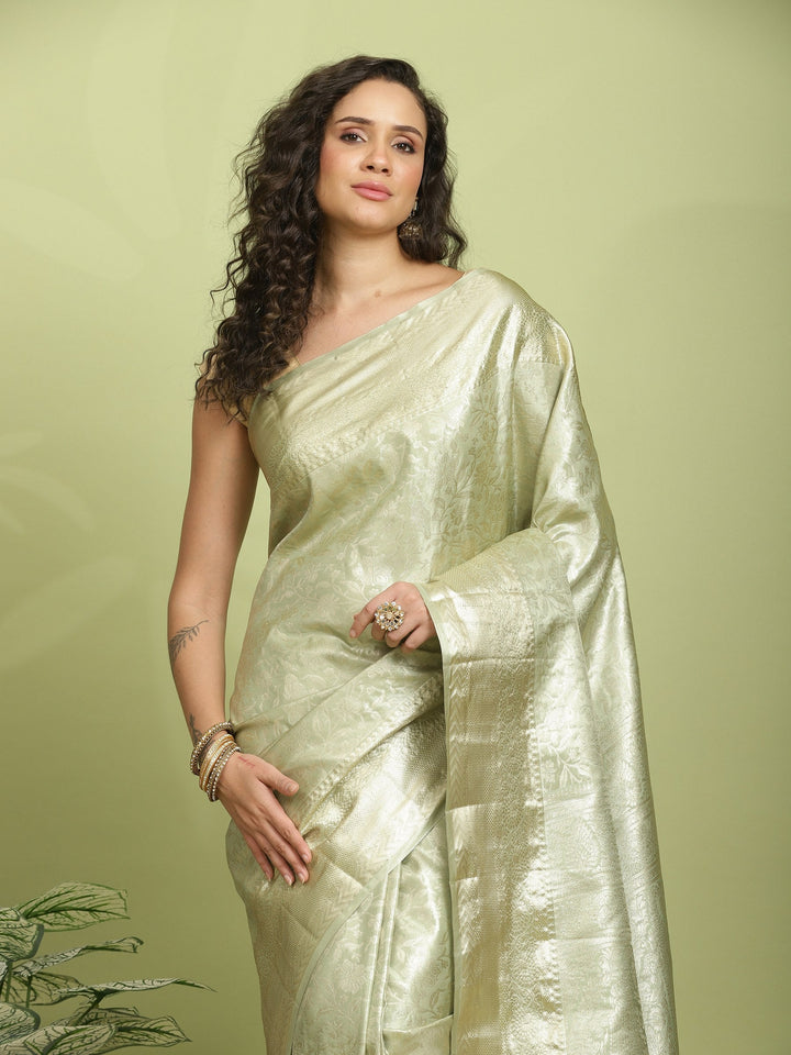 Pista Green Woven Design Art Silk Saree