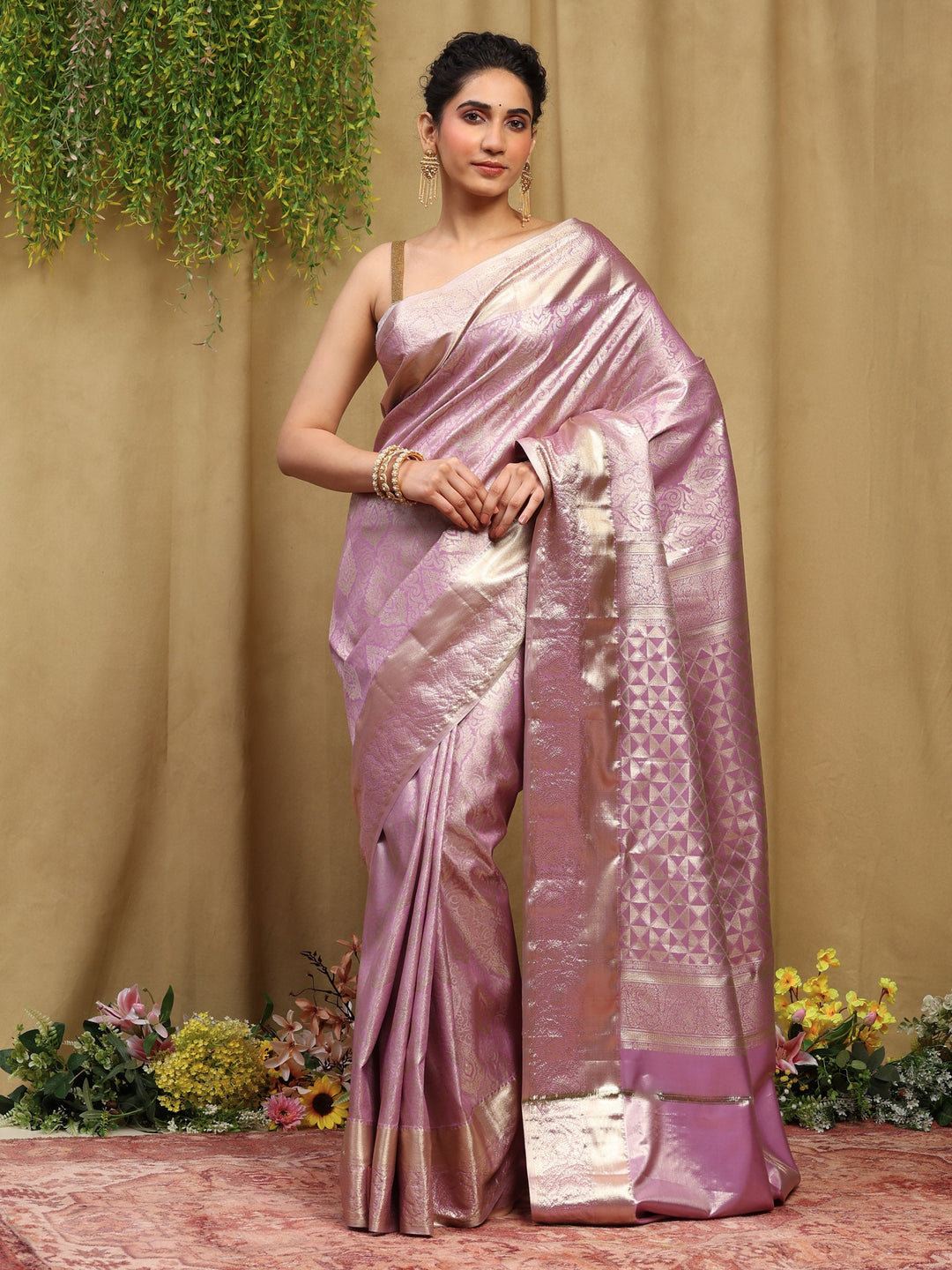 Lavender Kalamkari Woven Design Art Silk Saree