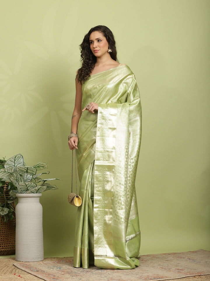 Pista Green Woven Design Art Silk Saree