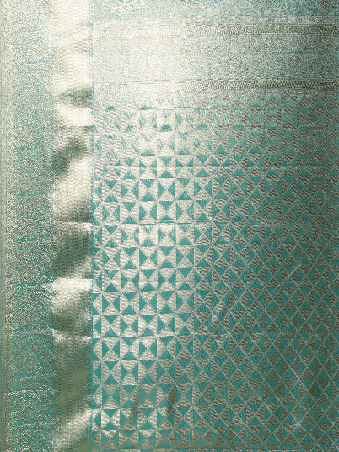 Sea Green Kalamkari Woven Design Art Silk Saree