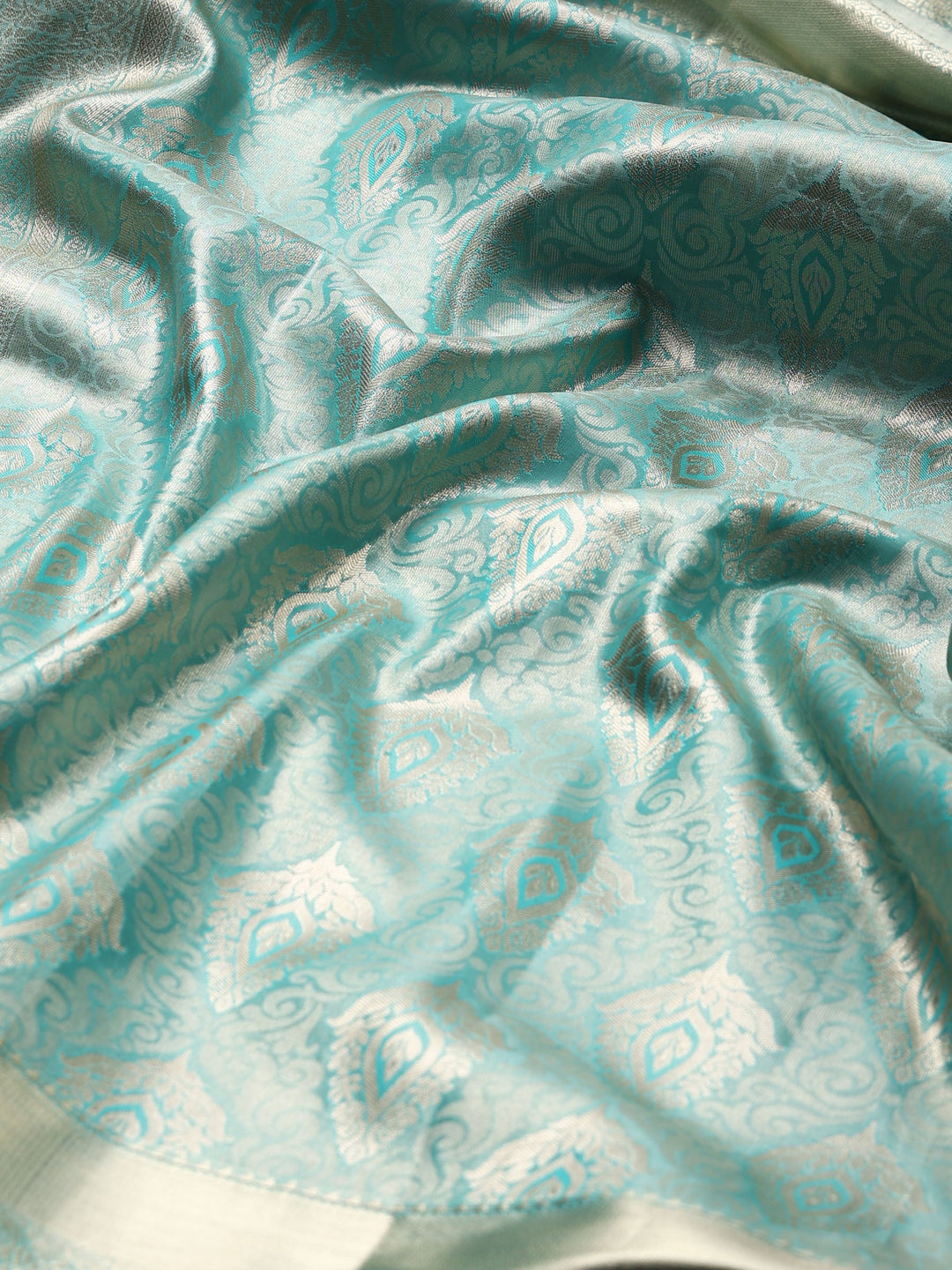 Sea Green Kalamkari Woven Design Art Silk Saree