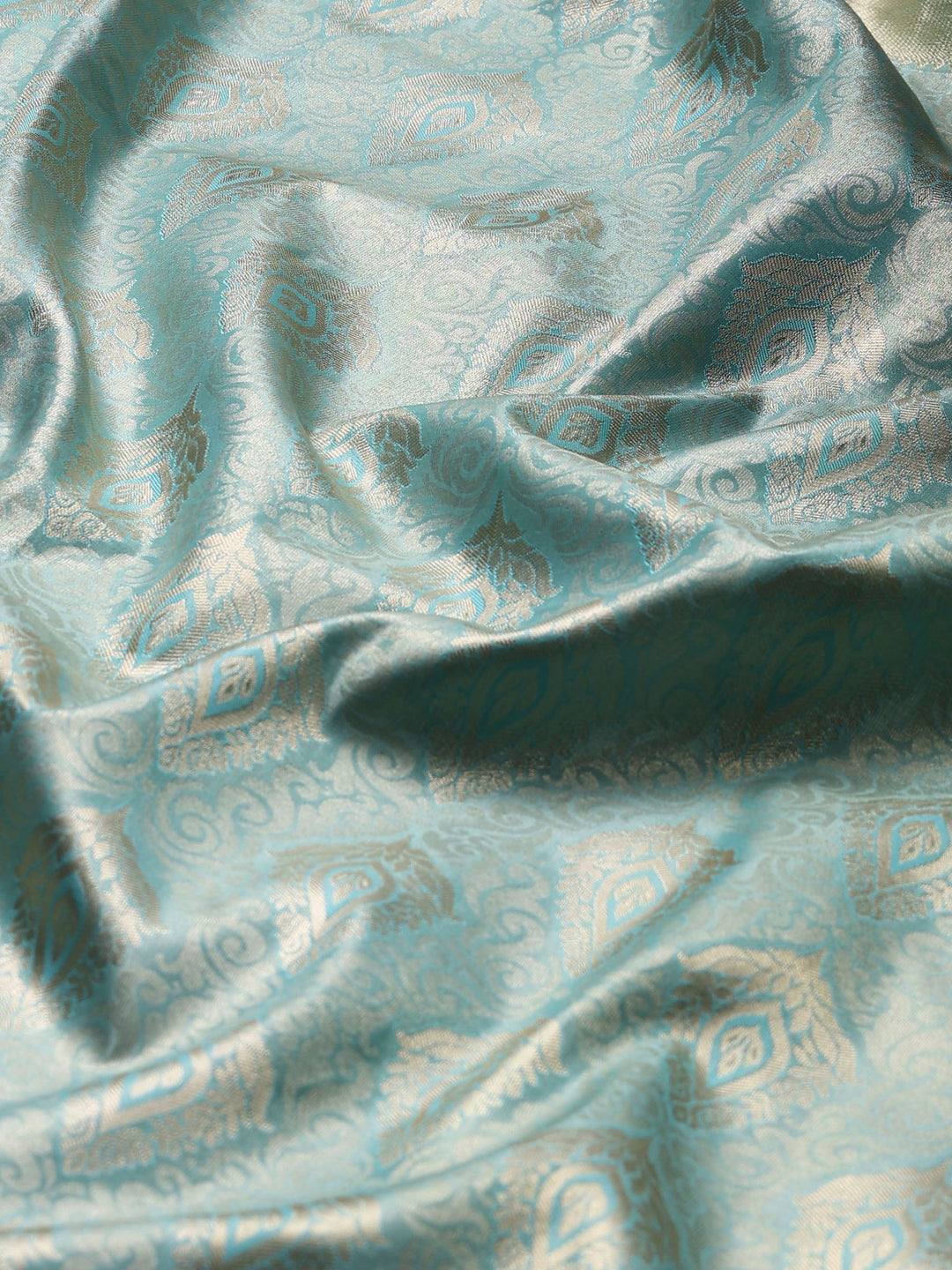 Sky Blue Kalamkari Woven Design Art Silk Saree