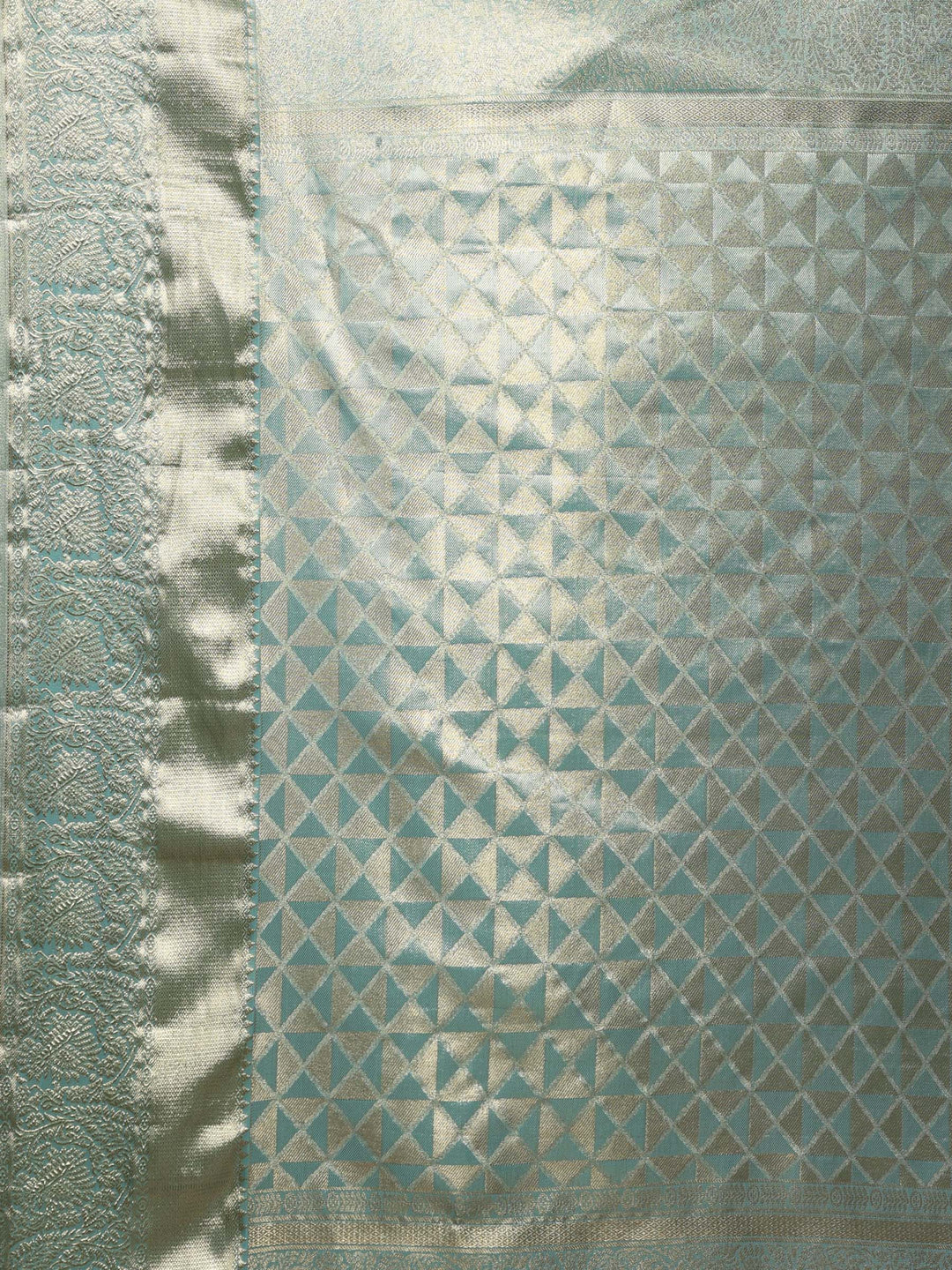 Sky Blue Kalamkari Woven Design Art Silk Saree