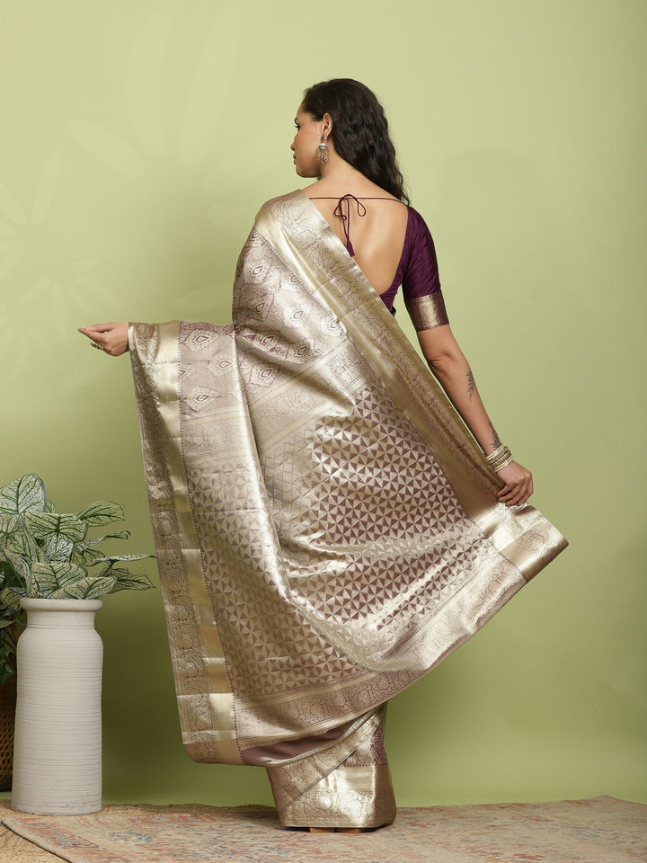 Wine Woven Design Art Silk Saree