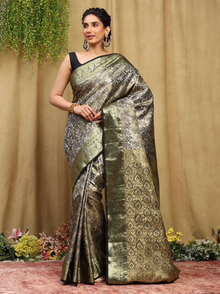 Black Woven Design Art Silk Saree