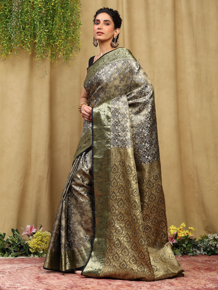 Black Woven Design Art Silk Saree