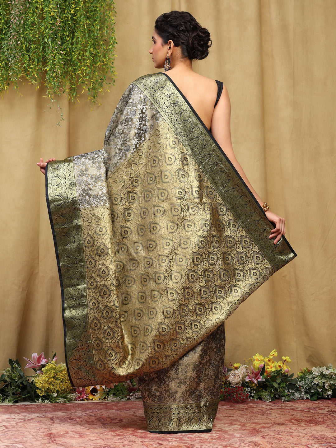 Black Woven Design Art Silk Saree