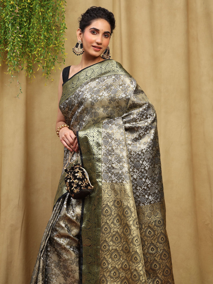 Black Woven Design Art Silk Saree