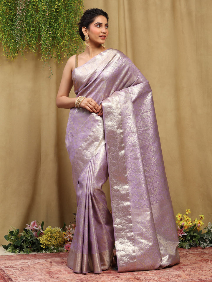 Lavender Woven Design Art Silk Saree