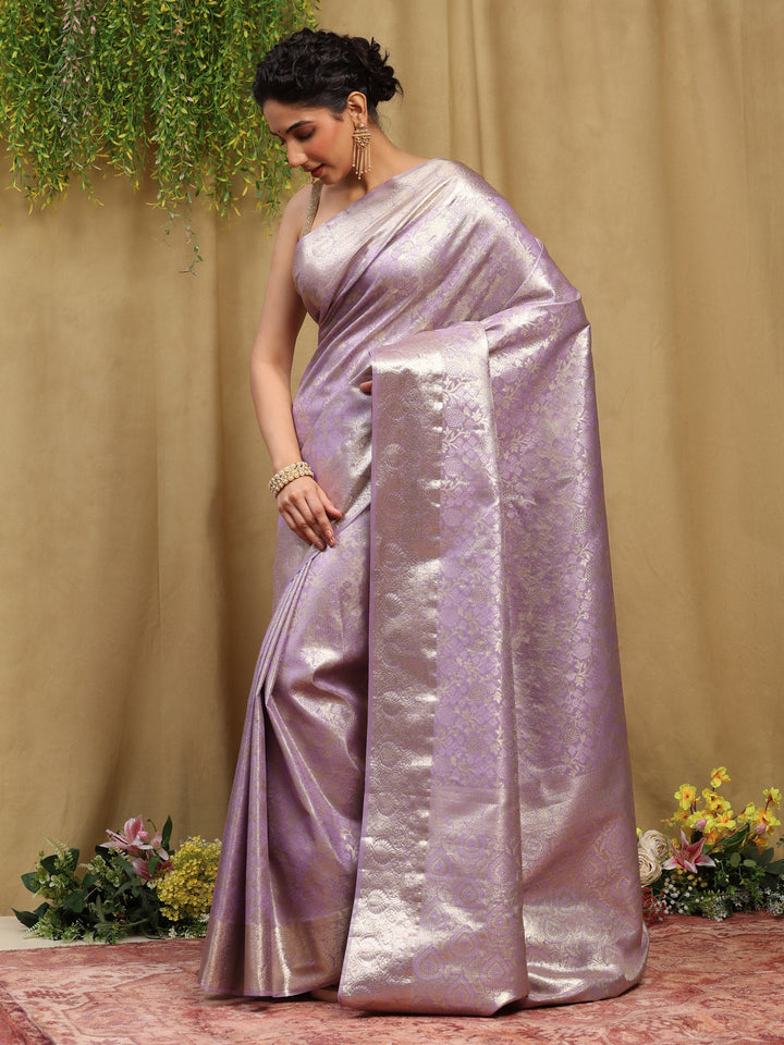 Lavender Woven Design Art Silk Saree