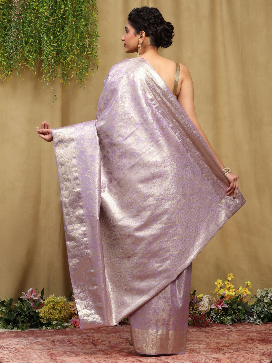 Lavender Kalamkari Woven Design Art Silk Saree
