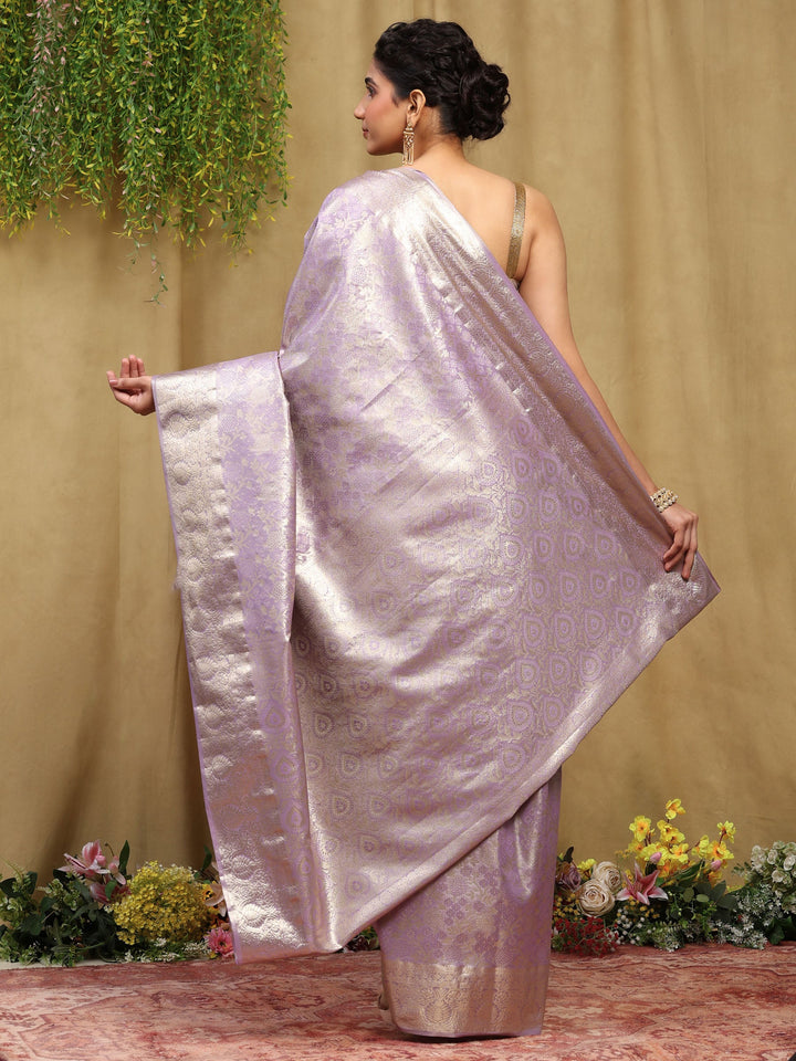 Lavender Kalamkari Woven Design Art Silk Saree