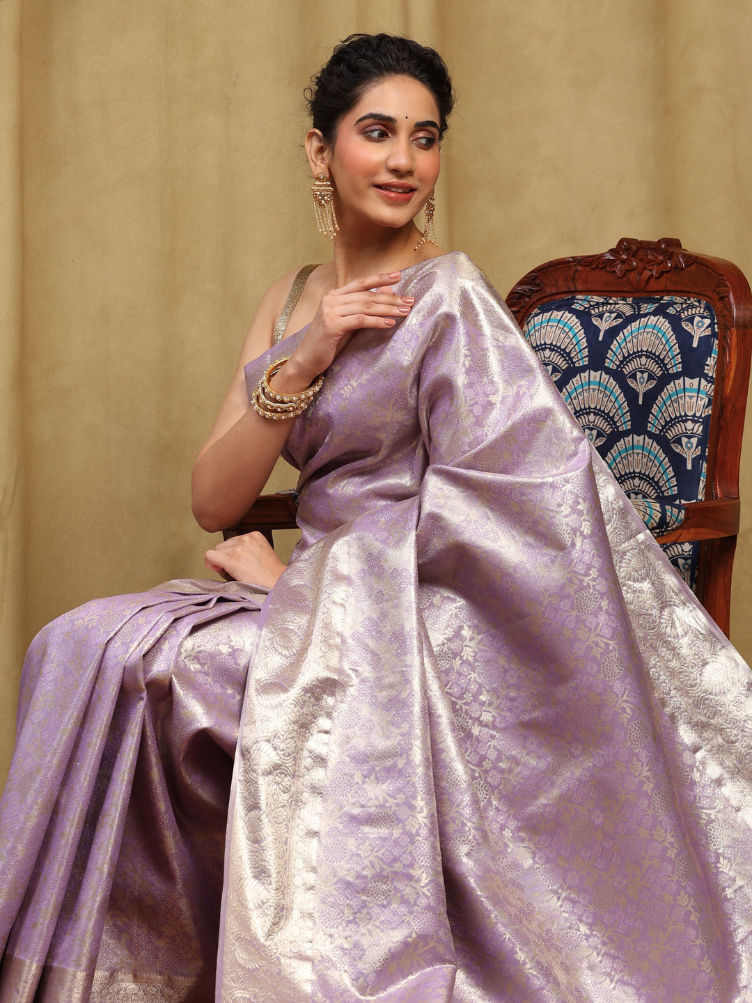 Lavender Woven Design Art Silk Saree