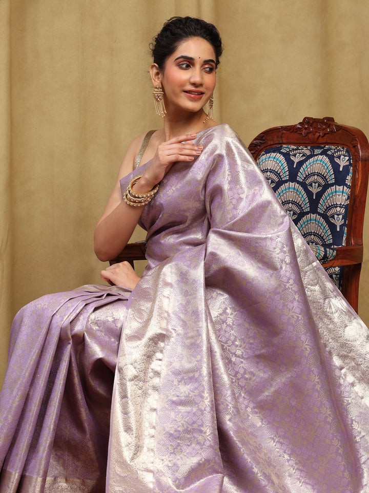 Lavender Woven Design Art Silk Saree