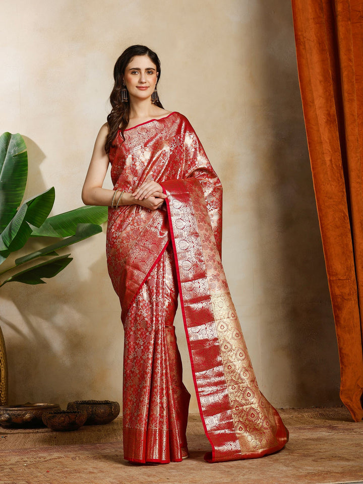 Rani Kalamkari Woven Design Art Silk Saree