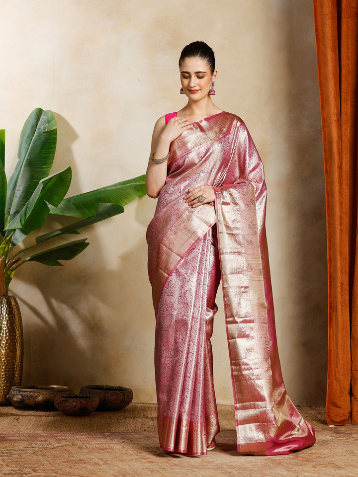 Magenta Kalamkari Woven Design Art Silk Saree