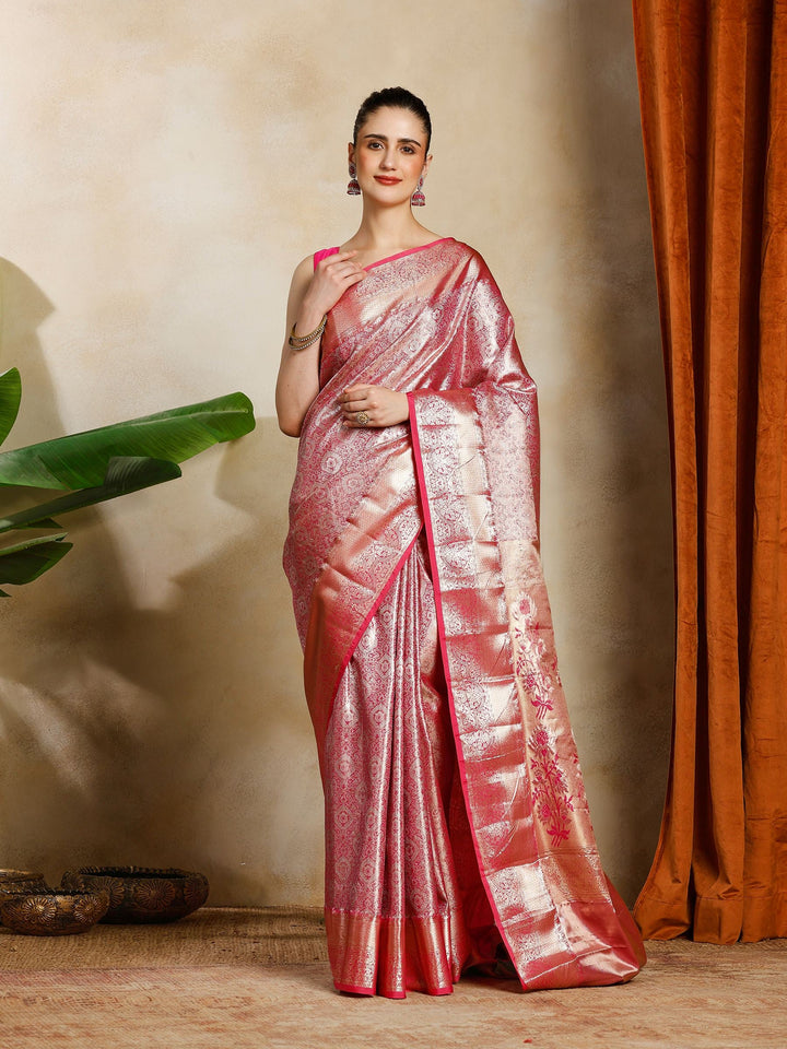 Rani Kalamkari Woven Design Art Silk Saree