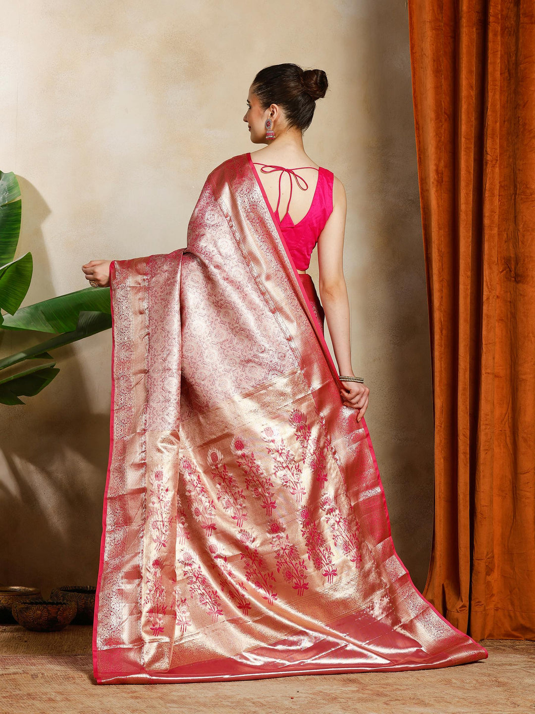 Rani Kalamkari Woven Design Art Silk Saree