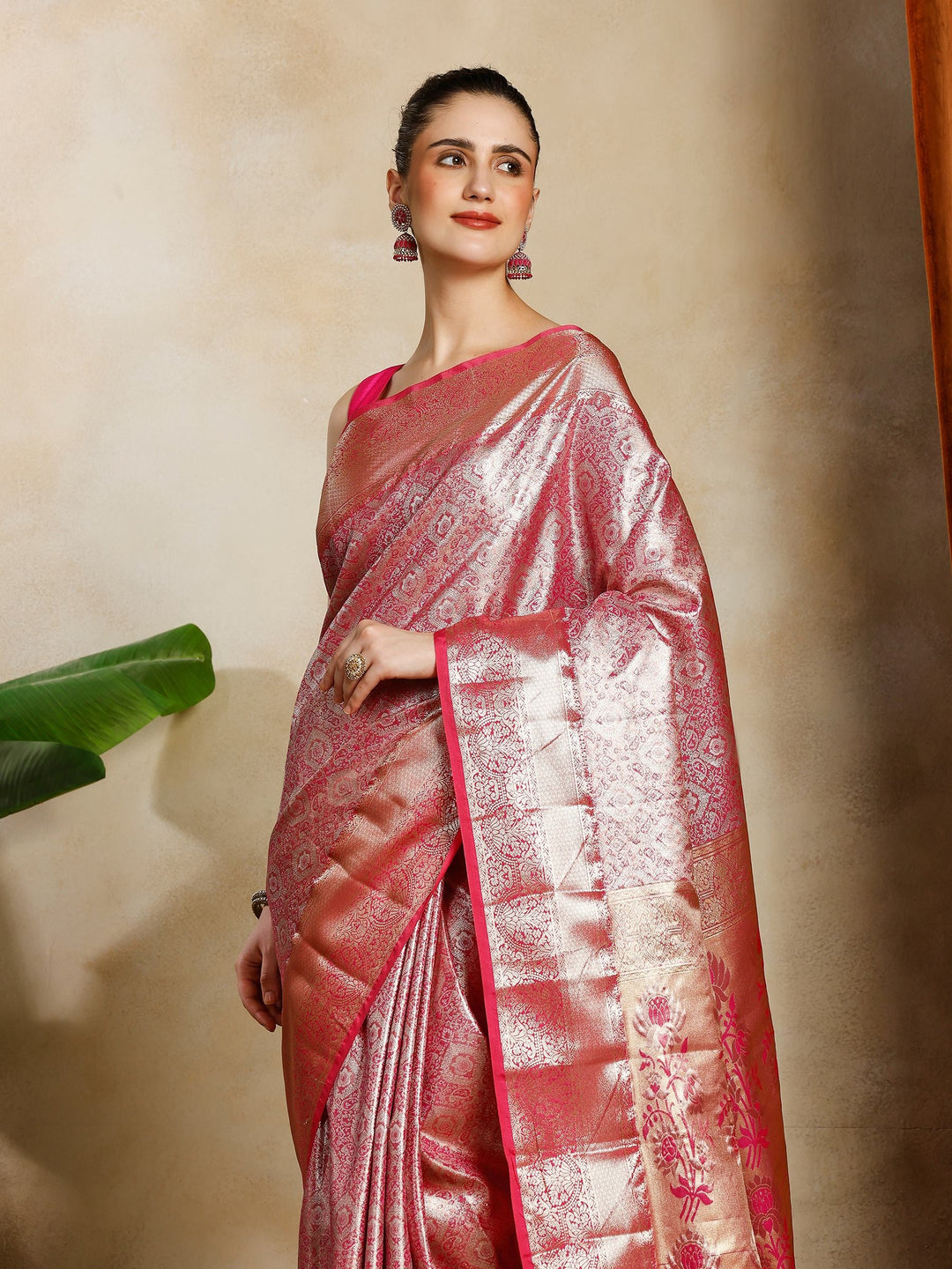 Rani Kalamkari Woven Design Art Silk Saree