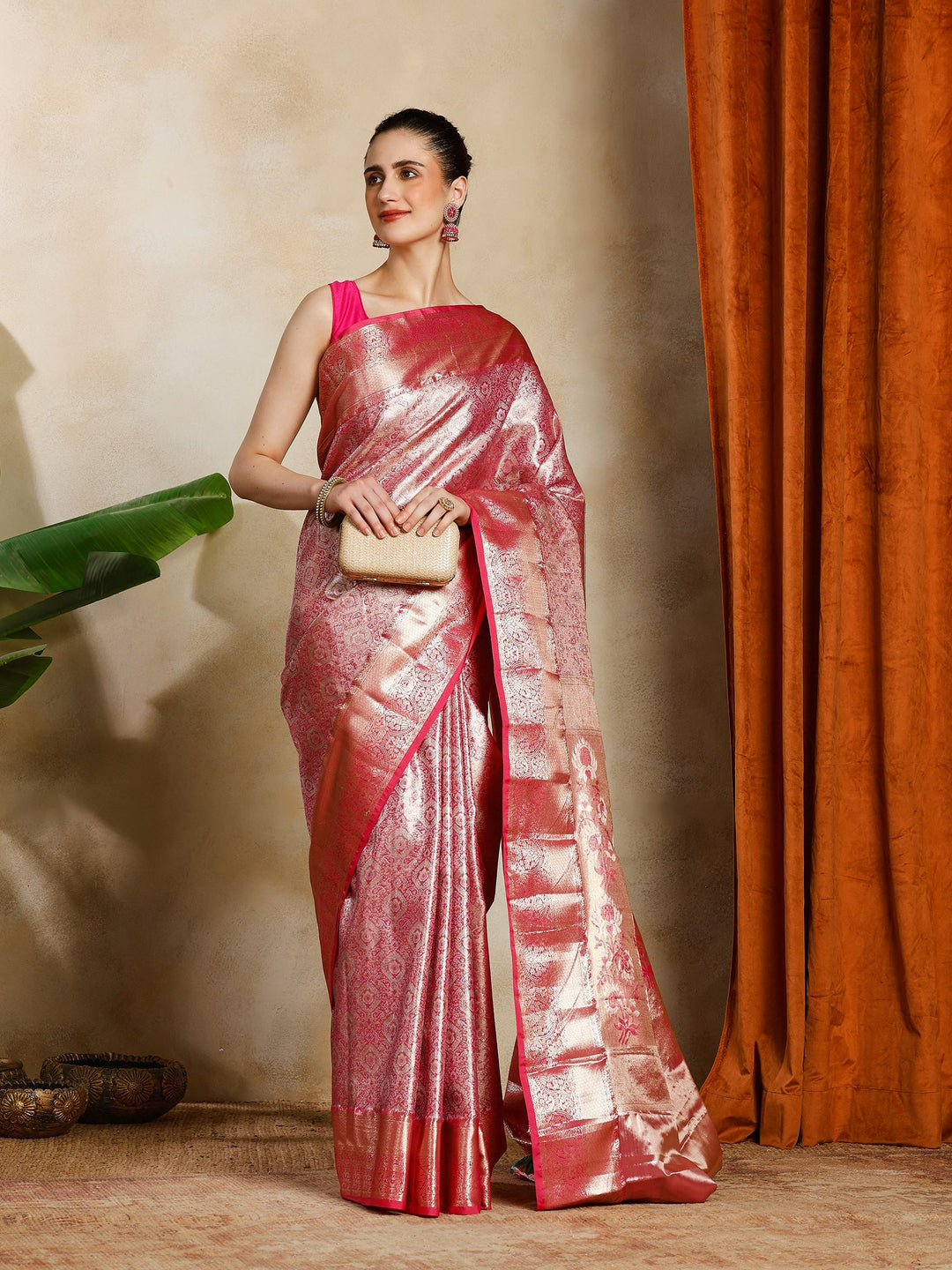 Rani Kalamkari Woven Design Art Silk Saree